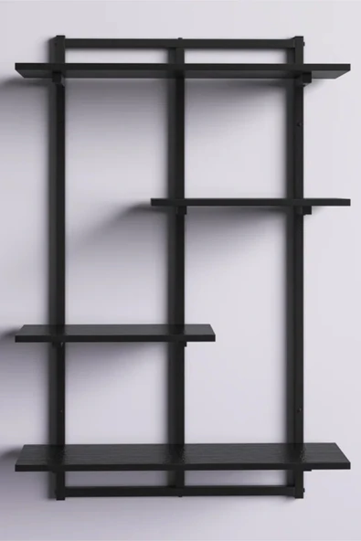 AJU Modern Duvar Rafı - 4 Katlı Metal Şık Modern Yüzen Pencere Duvar Rafı Kitaplık Düzenleyici Raf - 2