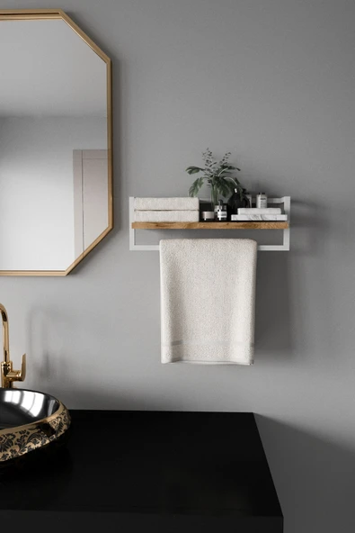 AJU Havluluk Banyo Rafı Havlu Askısı Şal Aksesuar Bakım Ürünleri Banyo Mutfak Düzenleyici Baharatlık Raf - 5