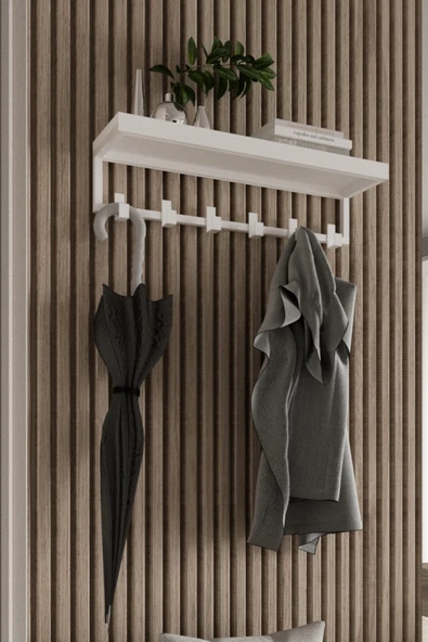 AJU Portmanto Duvar Askısı 6 Kanca Geniş Askılık Elbise Palto Şemsiye Askısı Banyo Mutfak Ev Askılığı - 3