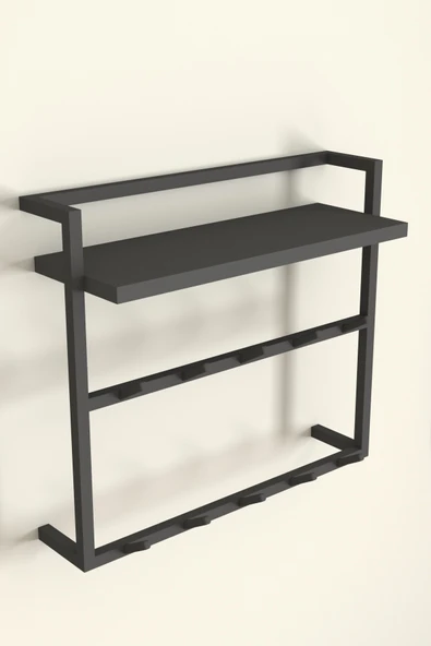 AJU Raflı Duvar Askılığı Portmanto Modern Metal Askılık Hol Koridor Mutfak Banyo Elbise Havlu Askısı - 6