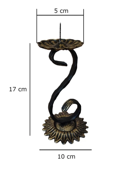 AJU Şamdan Ferforje Mumluk Vintage Retro Dekoratif Ev Bahçe Balkon Ofis Dekorasyonu Eskitme Gold Şamdan. - 4