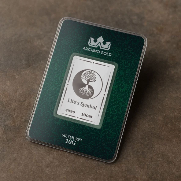999 Ayar Gümüş ile Üretilmiş Yin Yang Sembolü ile Bütünleşen Ağaç Temalı Hediyelik 10 Gram Gümüş Külçesi-691
