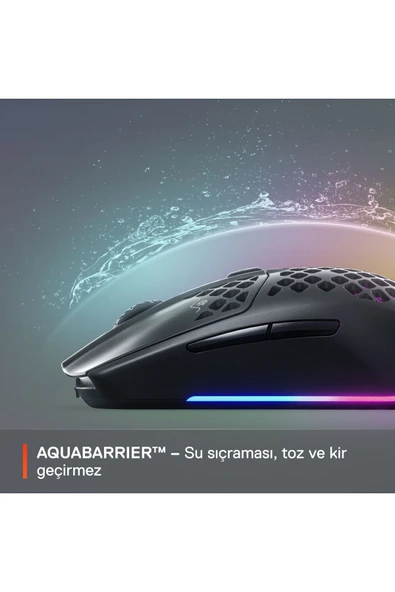 (OUTLET) SteelSeries Aerox 3 Wireless Onyx Kablosuz Gaming Mouse - Siyah - Resim 5