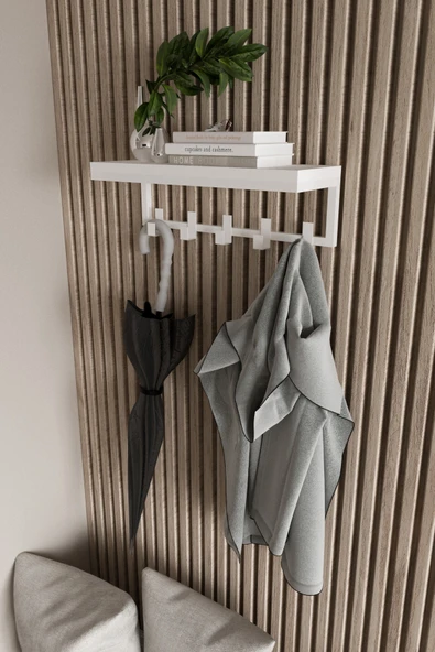 AJU Modern Portmanto Duvar Tipi Askılık ve Raf Ceket Şemsiye Çanta Havlu Elbise Posta Hol Koridor Askısı ürün görseli