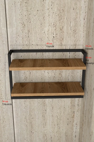 AJU Havluluk 2Katlı Kitaplık Aksesuar Rafı Ev Banyo Mutfak Düzenleyici Duvara Kolay Monte Çok Amaçlı Raf - 7