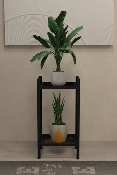 AJU Saksılık Çiçeklik 2 Katlı Metal Saksı Standı Ev Bahçe Balkon Düzenleyici Çok Amaçlı Dekoratif Raf