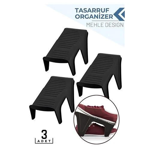 3’lü Ayakkabı Düzenleyici Set – Çift Katlı Tasarım | Dolap İçi Alan Tasarrufu | Kaymaz Yüzey ürün görseli 1