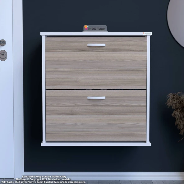 Modilayn UMAY Antre Hol 72x 78x 26 cm’ lik 2 Düşer Kapak 4 Göz Bölmeli Ayakkabılık ürün görseli 1