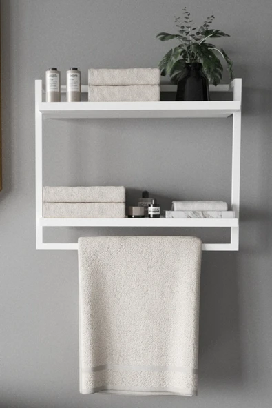 AJU 2 Katlı Raf Havluluk Kitaplık Aksesuar Rafı Ev Banyo Mutfak Düzenleyici Çok Amaçlı Raf Geniş Aralık