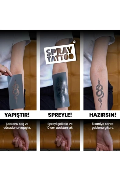 One Spray Tattoo Halloween Dövme Şablon Seti ve Siyah Sprey - Resim 6
