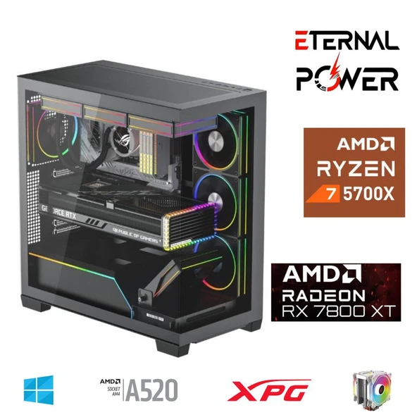 ETERNAL POWER RYZEN 7 5700X 32G DDR4 1TB M.2 RX7800XT A520 T650W ürün görseli 1