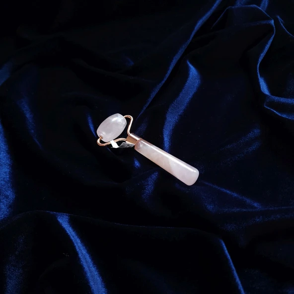 Pembe Quartz Mini Roller Masaj Taşı Face Roller - Resim 3