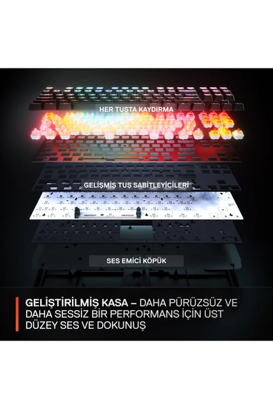 (OUTLET) SteelSeries Apex Pro TKL Gen3 OmniPoint 3.0 HiperManyetik Switch RGB Mekanik Kablolu Oyuncu Klavyesi (UK)- Beyaz - Resim 6