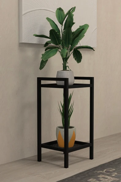 AJU Saksılık Çiçeklik 2 Katlı Metal Saksı Standı Ev Bahçe Balkon Düzenleyici Çok Amaçlı Dekoratif Raf - 2