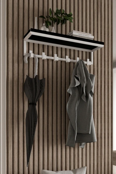 AJU Portmanto Duvar Askısı 6 Kanca Geniş Askılık Elbise Palto Şemsiye Askısı Banyo Mutfak Ev Askılığı - 3