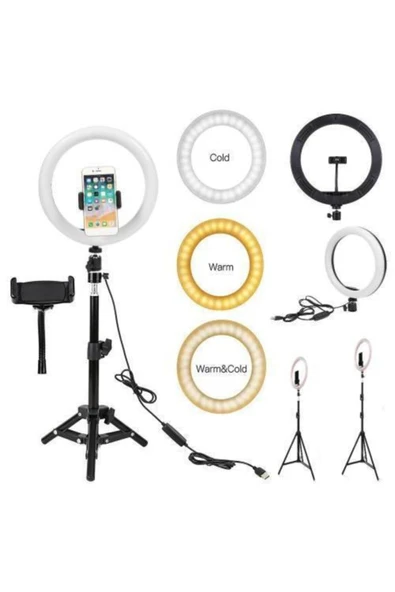 Profesyonel Ring Light Seti 10 İnç LED Halka Işık ve 2.1 Metre Ayaklı Tripod - Resim 2