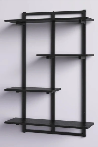AJU Modern Duvar Rafı - 4 Katlı Metal Şık Modern Yüzen Pencere Duvar Rafı Kitaplık Düzenleyici Raf - 6