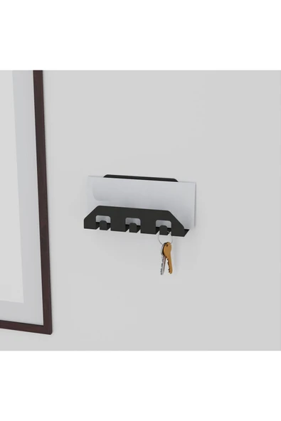 AJU Anahtar Askılığı Duvara Monte Modern Düzenleyici Metal Anahtar Ceket Çanta Askısı Posta Düzenleyici - Resim 2