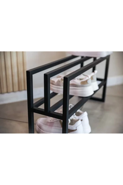 AJU Endüstriyel Metal Ayakkabılık Şık Modern Koridor Ayakkabı Rafı Dayanıklı Metal Stand Dolap İçi Raf - 4