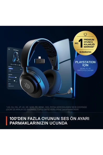 (OUTLET) SteelSeries Arctis Nova 5P Wireless ve Bluetooth PS ve PC Oyuncu Kulaklığı - Siyah - Resim 3