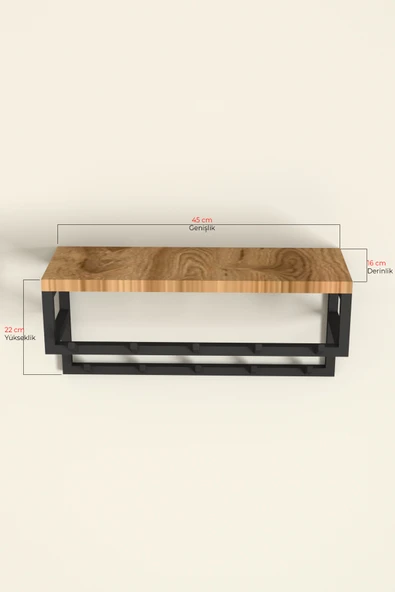 AJU Raflı Duvar Askılığı Portmanto Modern Metal Askılık Hol Koridor Mutfak Banyo Havlu Elbise Askısı - 5