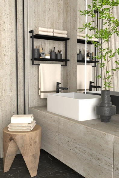 AJU 2 Katlı Raf Havluluk Kitaplık Aksesuar Rafı Ev Banyo Mutfak Düzenleyici Çok Amaçlı Raf Geniş Aralık - 4