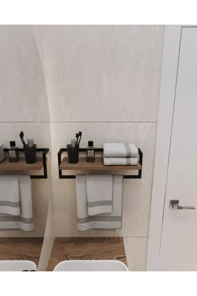 AJU Havluluk Banyo Rafı Sabunluk Şal Askılığı Havlu Askısı Banyo Mutfak Düzenleyici Çok Amaçlı Raf - 2