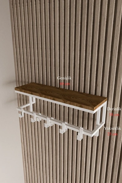 AJU Raflı Metal Duvar Askılığı – Modern Ceket, Mont, Havlu ve Şemsiye Askısı - 7