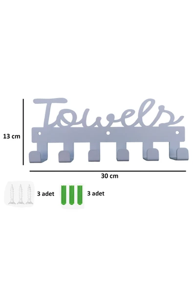 AJU Havlu Askısı Kancalı Duvara Monte Paslanmaz Su Geçirmez Havlu Bornoz Giysi Askısı Şık Tasarım Beyaz - 4