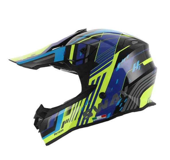 SWAY - FS-617 METEOR CROSS KASK - SARI MAVİ SİYAH - MEDİUM BEDEN