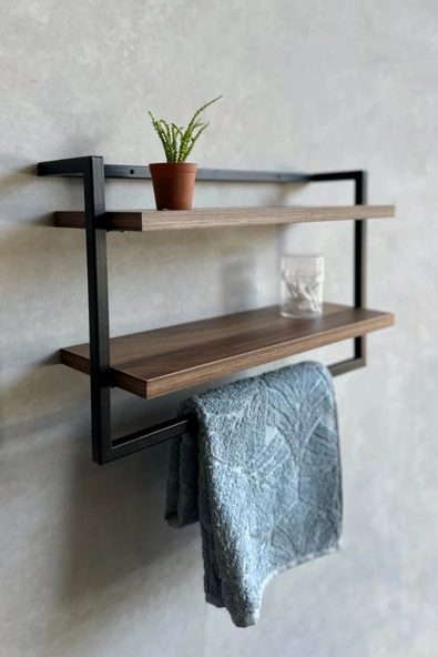 AJU Havluluk 2Katlı Kitaplık Aksesuar Rafı Ev Banyo Mutfak Düzenleyici Duvara Kolay Monte Çok Amaçlı Raf - 3