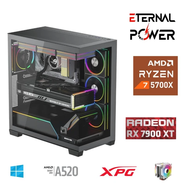 ETERNAL POWER RYZEN 7 5700X 32G DDR4 1TB M.2 RX7900XT A520 T750W ürün görseli 1