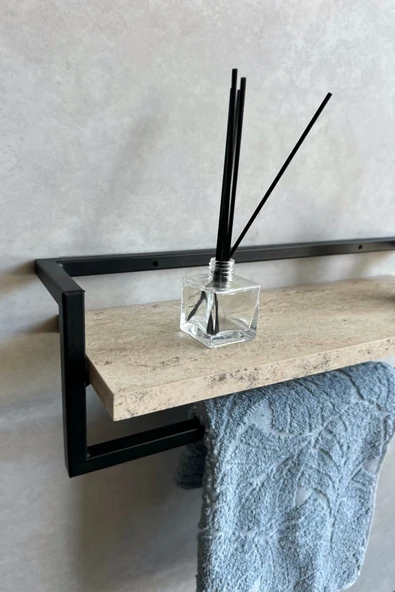 AJU Havluluk Banyo Rafı Sabunluk Şal Askılığı Havlu Askısı Banyo Mutfak Düzenleyici Modern Şık Raf - 5