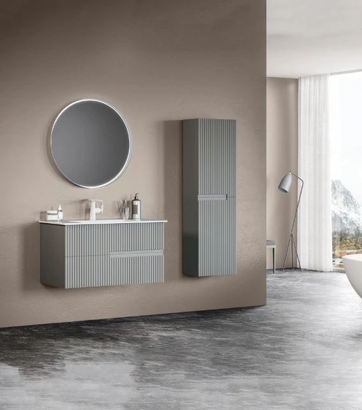 Orka Moonlight 70 cm Mat Gri Banyo Dolabı ve Boy Dolabı Takımı ürün görseli