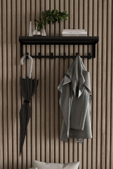 AJU Portmanto Duvar Askısı 6 Kanca Geniş Askılık Elbise Palto Şemsiye Askısı Banyo Mutfak Ev Askılığı