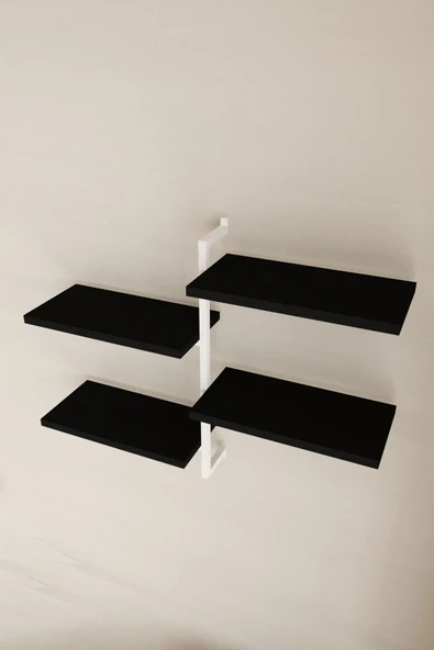 AJU 4 Katlı Duvar Rafı Metal Çerçeveli Dekoratif Kitaplık ve Raf Ünitesi Modern ve Minimalist Tasarım - 7
