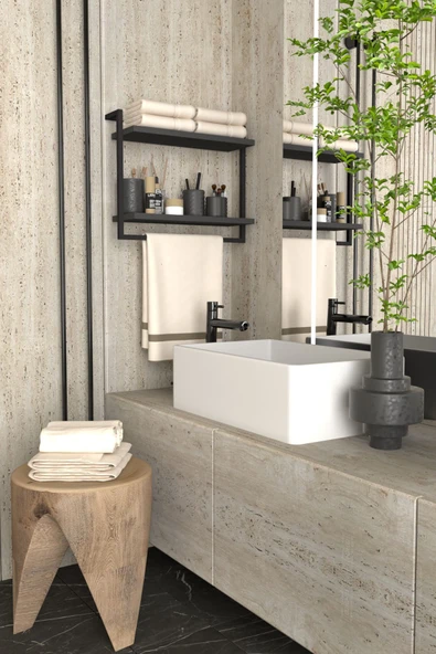 AJU 2 Katlı Raf Havluluk Kitaplık Aksesuar Rafı Ev Banyo Mutfak Düzenleyici Çok Amaçlı Raf Geniş Aralık - 4