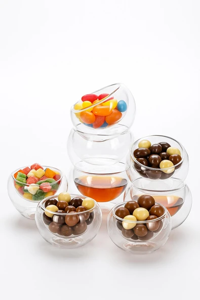 6 lı Çift Cidarlı Sosluk, Lokumluk, Reçellik, Sunumluk, Kahve Yanı İkramlık