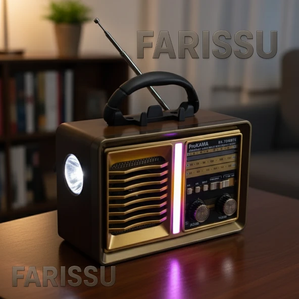 BK-7050BTS Nostaljik Solar Radyo | AM/FM/SW 3 Bant | Bluetooth, USB/TF Müzik Destekli | El Fenerli