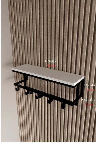 AJU Raflı Metal Duvar Askılığı – Modern Ceket, Mont, Havlu ve Şemsiye Askısı - Resim 7