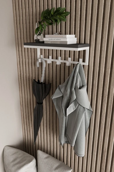 AJU Modern Portmanto Duvar Tipi Askılık ve Raf Ceket Şemsiye Çanta Havlu Elbise Posta Hol Koridor Askısı ürün görseli