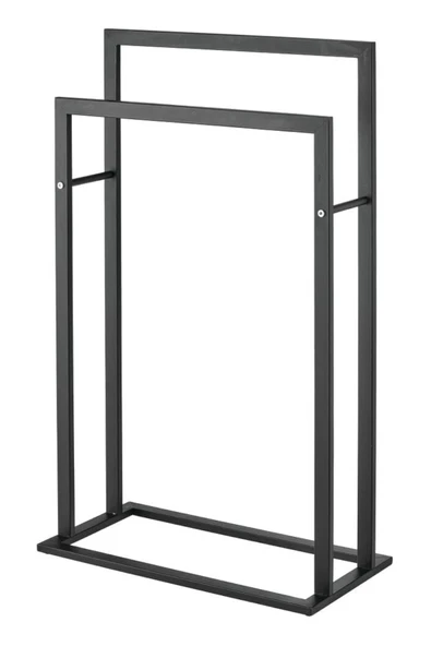 AJU Ayaklı Havluluk Metal Uzun Boylu 2 Katlı Bağlantısız Taşınabilir Banyo Havuz Kolay Kurulum Mat Siyah - 3