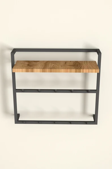 AJU Raflı Duvar Askılığı Portmanto Modern Metal Askılık Hol Koridor Mutfak Banyo Elbise Havlu Askısı - 7