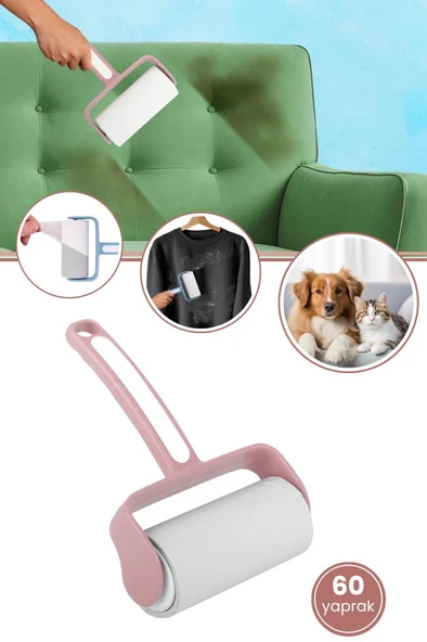 Tüy Toplayıcı Rulo, Kedi Köpek Tüyü Elbise Kanepe Araba Koltuğu Yapışkanlı Temizleme Rulo 60 Yaprak - Resim 11