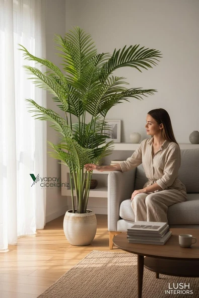 190 cm Islak Dokulu 14 Dallı Lüks Yapay Areka Ağacı - Resim 3