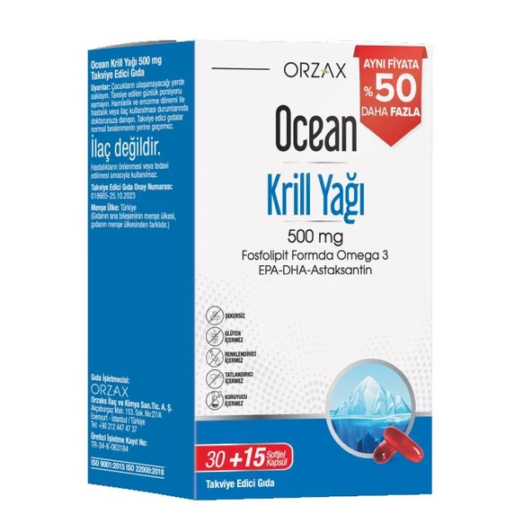 Ocean Krill Oil 500 mg 45 Kapsül ürün görseli 1