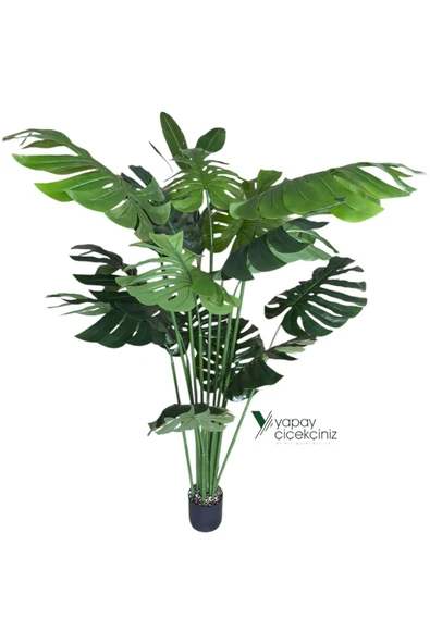 14 Dallı İri Yapraklı Islak Dokulu Lüks Yapay Monstera Deve Tabanı Ağacı - Resim 4