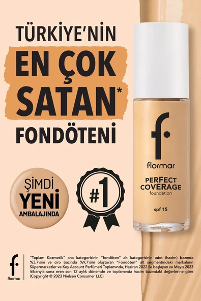 Flormar Perfect Coverage Yüksek Pigmentli & Yarı Parlak Bitişli SPF15 Fondöten 131 WARM NUDE - Resim 5
