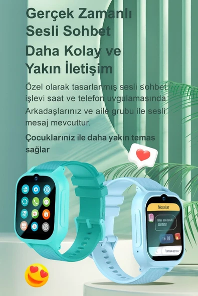 Sim Kartlı GPS'Lİ Kameralı Görüntülü Görüşmeli Çocuk Güvenliği İçin Akıllı Saat Mavi - 4