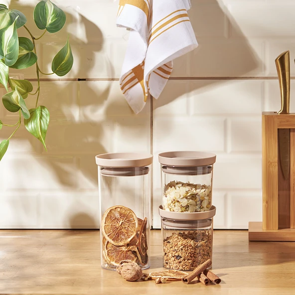 Arya 3'lü Küçük Saklama Kabı Bej - 3